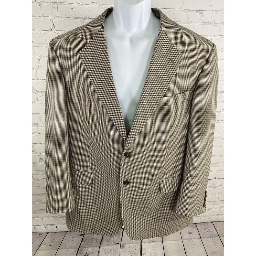 Kilburne and Finch Multicolor Houndstooth Wool Blend 2 Button Blazer Jacket 42R